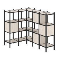 Loft Угловой внутренний стеллаж наборный VR.L-30 Тиквуд тёмный/Белый металл 1278×1278×1458 Loft Угловой внутренний стеллаж наборный VR.L-30 Тиквуд тёмный/Белый металл 1278×1278×1458