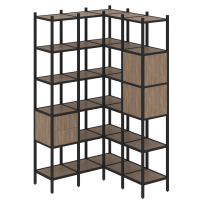 Loft Угловой внутренний стеллаж наборный VR.L-34 Тиквуд тёмный/Белый металл 1278×1278×2280 Loft Угловой внутренний стеллаж наборный VR.L-34 Тиквуд тёмный/Белый металл 1278×1278×2280