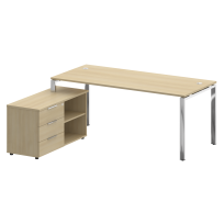 Metal System Direct Стол руководителя с тумбой левый БГ.СРТ-5.8 (L) Акация/Нерж. сталь 1900*1620*750 Metal System Direct Стол руководителя с тумбой левый БГ.СРТ-5.8 (L) Акация/Нерж. сталь 1900*1620*750