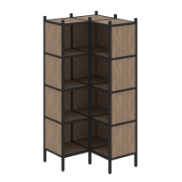 Loft Угловой внутренний стеллаж наборный VR.L-31 Тиквуд тёмный/Белый металл 862×862×1869 Loft Угловой внутренний стеллаж наборный VR.L-31 Тиквуд тёмный/Белый металл 862×862×1869