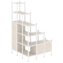 Loft Угловой внешний стеллаж наборный VR.L-59 Тиквуд тёмный/Белый металл 1278×1278×2280 Loft Угловой внешний стеллаж наборный VR.L-59 Тиквуд тёмный/Белый металл 1278×1278×2280
