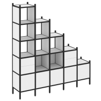 Loft Прямой стеллаж наборный VR.L-23 Тиквуд тёмный/Белый металл 2110×446×2280 Loft Прямой стеллаж наборный VR.L-23 Тиквуд тёмный/Белый металл 2110×446×2280