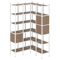 Loft Угловой внутренний стеллаж наборный VR.L-34 Тиквуд тёмный/Белый металл 1278×1278×2280 Loft Угловой внутренний стеллаж наборный VR.L-34 Тиквуд тёмный/Белый металл 1278×1278×2280