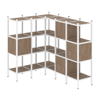 Loft Угловой внутренний стеллаж наборный VR.L-30 Тиквуд тёмный/Белый металл 1278×1278×1458 Loft Угловой внутренний стеллаж наборный VR.L-30 Тиквуд тёмный/Белый металл 1278×1278×1458