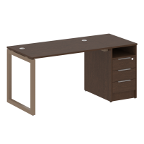 Metal System Quattro Р. ст. с тумбой на О-образном м/к 50БО.РС-СТП-1.2 Акация/Антрацит металл 1612*720*750
