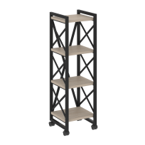 Loft Стеллаж на колесных опорах-4 полки VR.L-MST.K-4.4 Тиквуд тёмный/Чёрный металл 400×400×1334 Loft Стеллаж на колесных опорах-4 полки VR.L-MST.K-4.4 Тиквуд тёмный/Чёрный металл 400×400×1334