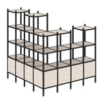 Loft Угловой внешний стеллаж наборный VR.L-55 Тиквуд тёмный/Белый металл 1694×1694×1869 Loft Угловой внешний стеллаж наборный VR.L-55 Тиквуд тёмный/Белый металл 1694×1694×1869