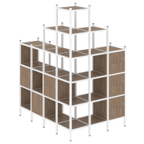 Loft Угловой внешний стеллаж наборный VR.L-56 Тиквуд тёмный/Белый металл 1694×1278×2280 Loft Угловой внешний стеллаж наборный VR.L-56 Тиквуд тёмный/Белый металл 1694×1278×2280