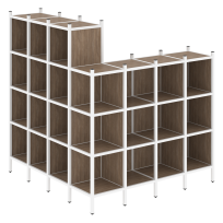 Loft Угловой внешний стеллаж наборный VR.L-60 Тиквуд тёмный/Белый металл 1694×1694×1869 Loft Угловой внешний стеллаж наборный VR.L-60 Тиквуд тёмный/Белый металл 1694×1694×1869