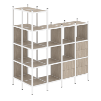 Loft Угловой внешний стеллаж наборный VR.L-57 Тиквуд тёмный/Белый металл 862×1694×1869 Loft Угловой внешний стеллаж наборный VR.L-57 Тиквуд тёмный/Белый металл 862×1694×1869