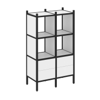 Loft Прямой стеллаж наборный VR.L-03 Тиквуд тёмный/Белый металл 862×446×1458