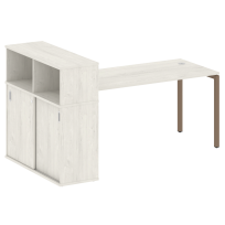 Metal System Quattro Стол офисный с шкафом-купе на П-образном м/к 40БП.РС-СШК-3.4 Т Вяз/Мокко металл 2010×1120×1098