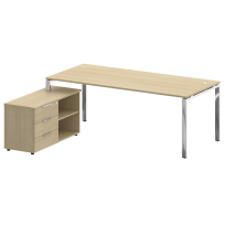Metal System Direct Стол руководителя с тумбой левый БГ.СРТ-6.9 (L) Акация/Нерж. сталь 2100*1720*750 Metal System Direct Стол руководителя с тумбой левый БГ.СРТ-6.9 (L) Акация/Нерж. сталь 2100*1720*750