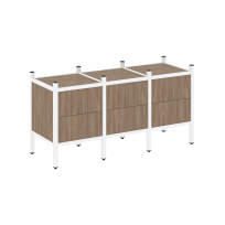 Loft Прямой стеллаж наборный VR.L-06 Тиквуд тёмный/Белый металл 1278×446×636