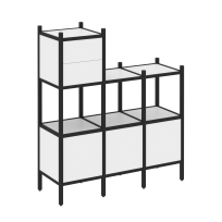 Loft Прямой стеллаж наборный VR.L-13 Тиквуд тёмный/Белый металл 1278×446×1458