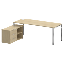 Metal System Direct Стол руководителя с тумбой левый БГ.СРТ-6.8 (L) Акация/Нерж. сталь 2100*1620*750 Metal System Direct Стол руководителя с тумбой левый БГ.СРТ-6.8 (L) Акация/Нерж. сталь 2100*1620*750