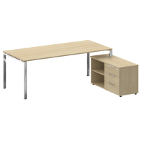 Metal System Direct Стол руководителя с тумбой правый БГ.СРТ-6.9 (R) Акация/Нерж. сталь 2100*1720*750 Metal System Direct Стол руководителя с тумбой правый БГ.СРТ-6.9 (R) Акация/Нерж. сталь 2100*1720*750
