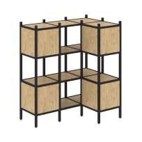 Loft Угловой внутренний стеллаж наборный VR.L-29 Тиквуд тёмный/Белый металл 1278×862×1458 Loft Угловой внутренний стеллаж наборный VR.L-29 Тиквуд тёмный/Белый металл 1278×862×1458