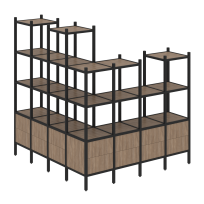 Loft Угловой внешний стеллаж наборный VR.L-55 Тиквуд тёмный/Белый металл 1694×1694×1869 Loft Угловой внешний стеллаж наборный VR.L-55 Тиквуд тёмный/Белый металл 1694×1694×1869