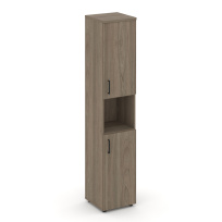 Шкаф для документов высокий узкий правый с глухими дверьми Style Project SN.STU.E-107(R) / Акация Лорка – Белый – Черные ручки / 400×400×1982 Шкаф для документов высокий узкий правый с глухими дверьми Style Project SN.STU.E-107(R) / Акация Лорка – Белый – Черные ручки / 400×400×1982