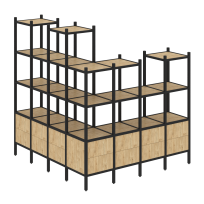 Loft Угловой внешний стеллаж наборный VR.L-55 Тиквуд тёмный/Белый металл 1694×1694×1869 Loft Угловой внешний стеллаж наборный VR.L-55 Тиквуд тёмный/Белый металл 1694×1694×1869
