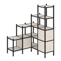 Loft Угловой внутренний стеллаж наборный VR.L-40 Тиквуд тёмный/Белый металл 1278×1278×1869 Loft Угловой внутренний стеллаж наборный VR.L-40 Тиквуд тёмный/Белый металл 1278×1278×1869