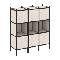 Loft Прямой стеллаж наборный VR.L-08 Тиквуд тёмный/Белый металл 1278×446×1458