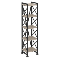Loft Стеллаж на колесных опорах-5 полок VR.L-MST.K-5.4 Тиквуд тёмный/Чёрный металл 400×400×1704 Loft Стеллаж на колесных опорах-5 полок VR.L-MST.K-5.4 Тиквуд тёмный/Чёрный металл 400×400×1704