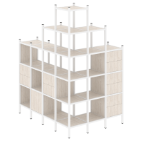 Loft Угловой внешний стеллаж наборный VR.L-56 Тиквуд тёмный/Белый металл 1694×1278×2280 Loft Угловой внешний стеллаж наборный VR.L-56 Тиквуд тёмный/Белый металл 1694×1278×2280