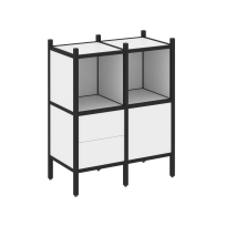 Loft Прямой стеллаж наборный VR.L-02 Тиквуд тёмный/Белый металл 862×446×1047