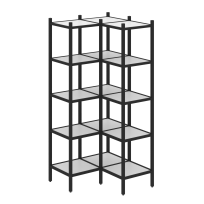 Loft Угловой внутренний стеллаж наборный VR.L-32 Тиквуд тёмный/Белый металл 862×862×1869 Loft Угловой внутренний стеллаж наборный VR.L-32 Тиквуд тёмный/Белый металл 862×862×1869