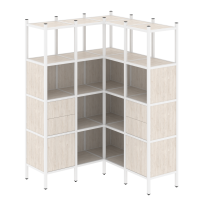 Loft Угловой внутренний стеллаж наборный VR.L-33 Тиквуд тёмный/Белый металл 1278×1278×1869 Loft Угловой внутренний стеллаж наборный VR.L-33 Тиквуд тёмный/Белый металл 1278×1278×1869