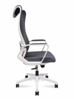 Кресло офисное NORDEN Wave white / белый пластик / серая сетка / серая ткань