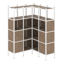 Loft Угловой внутренний стеллаж наборный VR.L-33 Тиквуд тёмный/Белый металл 1278×1278×1869 Loft Угловой внутренний стеллаж наборный VR.L-33 Тиквуд тёмный/Белый металл 1278×1278×1869