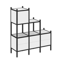 Loft Прямой стеллаж наборный VR.L-12 Тиквуд тёмный/Белый металл 1278×446×1458