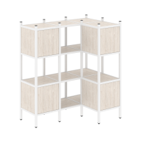 Loft Угловой внутренний стеллаж наборный VR.L-29 Тиквуд тёмный/Белый металл 1278×862×1458 Loft Угловой внутренний стеллаж наборный VR.L-29 Тиквуд тёмный/Белый металл 1278×862×1458
