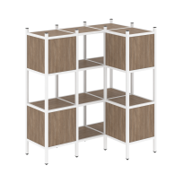 Loft Угловой внутренний стеллаж наборный VR.L-29 Тиквуд тёмный/Белый металл 1278×862×1458 Loft Угловой внутренний стеллаж наборный VR.L-29 Тиквуд тёмный/Белый металл 1278×862×1458