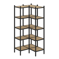 Loft Угловой внутренний стеллаж наборный VR.L-32 Тиквуд тёмный/Белый металл 862×862×1869 Loft Угловой внутренний стеллаж наборный VR.L-32 Тиквуд тёмный/Белый металл 862×862×1869