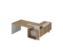 Стол для руководителя левый Wood&Stone / СФ-531221*/ 1800х1798х840 / Дуб Чарльстон / Бетон Чикаго Стол для руководителя левый Wood&Stone / СФ-531221*/ 1800х1798х840 / Дуб Чарльстон / Бетон Чикаго