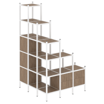 Loft Угловой внешний стеллаж наборный VR.L-59 Тиквуд тёмный/Белый металл 1278×1278×2280 Loft Угловой внешний стеллаж наборный VR.L-59 Тиквуд тёмный/Белый металл 1278×1278×2280