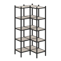Loft Угловой внутренний стеллаж наборный VR.L-32 Тиквуд тёмный/Белый металл 862×862×1869 Loft Угловой внутренний стеллаж наборный VR.L-32 Тиквуд тёмный/Белый металл 862×862×1869