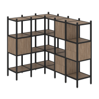 Loft Угловой внутренний стеллаж наборный VR.L-30 Тиквуд тёмный/Белый металл 1278×1278×1458 Loft Угловой внутренний стеллаж наборный VR.L-30 Тиквуд тёмный/Белый металл 1278×1278×1458