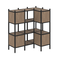 Loft Угловой внутренний стеллаж наборный VR.L-29 Тиквуд тёмный/Белый металл 1278×862×1458 Loft Угловой внутренний стеллаж наборный VR.L-29 Тиквуд тёмный/Белый металл 1278×862×1458