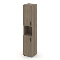 Шкаф для документов высокий узкий левый с глухими дверьми Style Project SN.STU-107(L) / Акация Лорка – Белый – Черные ручки / 400×400×1982 Шкаф для документов высокий узкий левый с глухими дверьми Style Project SN.STU-107(L) / Акация Лорка – Белый – Черные ручки / 400×400×1982