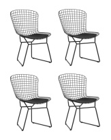 Стул обеденный Bertoia черный с черной подушкой 4 шт Стул обеденный Bertoia черный с черной подушкой 4 шт