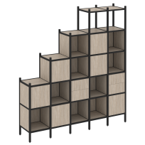 Loft Прямой стеллаж наборный VR.L-25 Тиквуд тёмный/Белый металл 2110×446×2280 Loft Прямой стеллаж наборный VR.L-25 Тиквуд тёмный/Белый металл 2110×446×2280