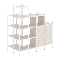 Loft Угловой внешний стеллаж наборный VR.L-58 Тиквуд тёмный/Белый металл 862×1694×1869 Loft Угловой внешний стеллаж наборный VR.L-58 Тиквуд тёмный/Белый металл 862×1694×1869