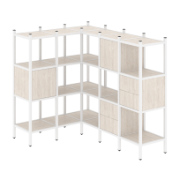 Loft Угловой внутренний стеллаж наборный VR.L-30 Тиквуд тёмный/Белый металл 1278×1278×1458 Loft Угловой внутренний стеллаж наборный VR.L-30 Тиквуд тёмный/Белый металл 1278×1278×1458
