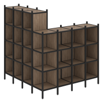 Loft Угловой внешний стеллаж наборный VR.L-60 Тиквуд тёмный/Белый металл 1694×1694×1869 Loft Угловой внешний стеллаж наборный VR.L-60 Тиквуд тёмный/Белый металл 1694×1694×1869
