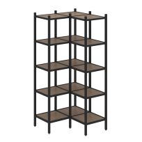 Loft Угловой внутренний стеллаж наборный VR.L-32 Тиквуд тёмный/Белый металл 862×862×1869 Loft Угловой внутренний стеллаж наборный VR.L-32 Тиквуд тёмный/Белый металл 862×862×1869